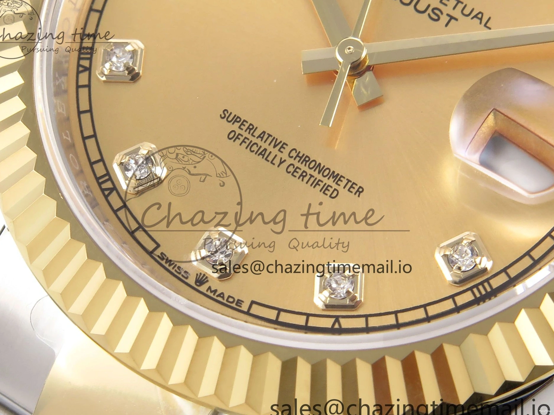 MiroTime 1229 DateJust 41 126333 EWEF Best Edition YG Diamonds Dial on SS YG Oyster Bracelet A Minimalist 973